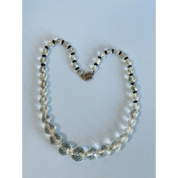 Vintage Rock Crystal Necklace With Sterling Silver Clasp 15" - Picture 3 of 6